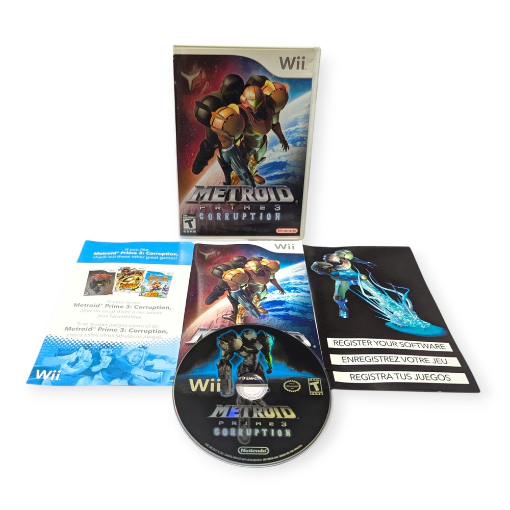 Metroid Prime 3 Corruption Nintendo Wii CIB Complete Samus Aran Action FPS 2007